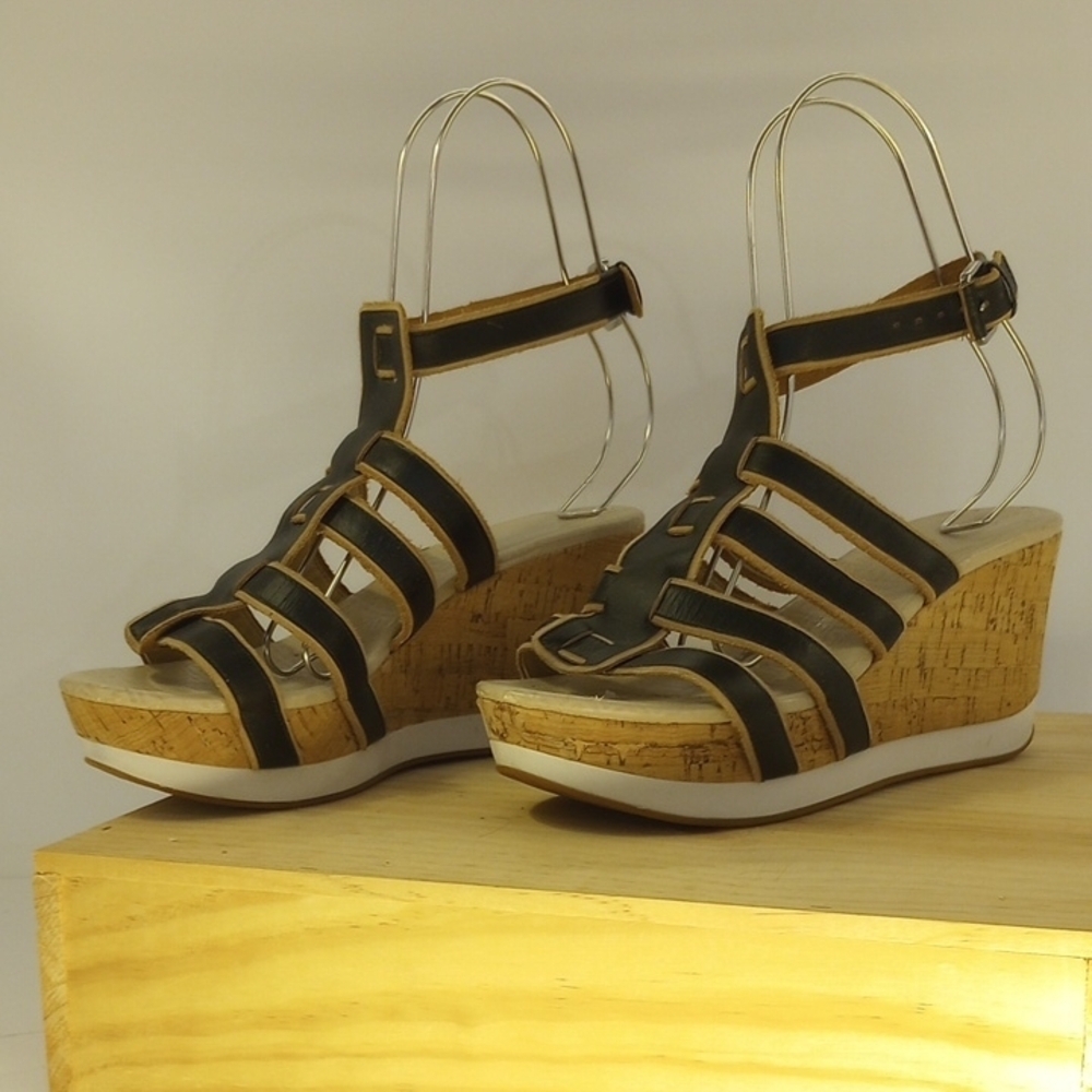 RARE Adiprene by Adidas/Rockport Black Strappy Wedge Gladiator Sandals